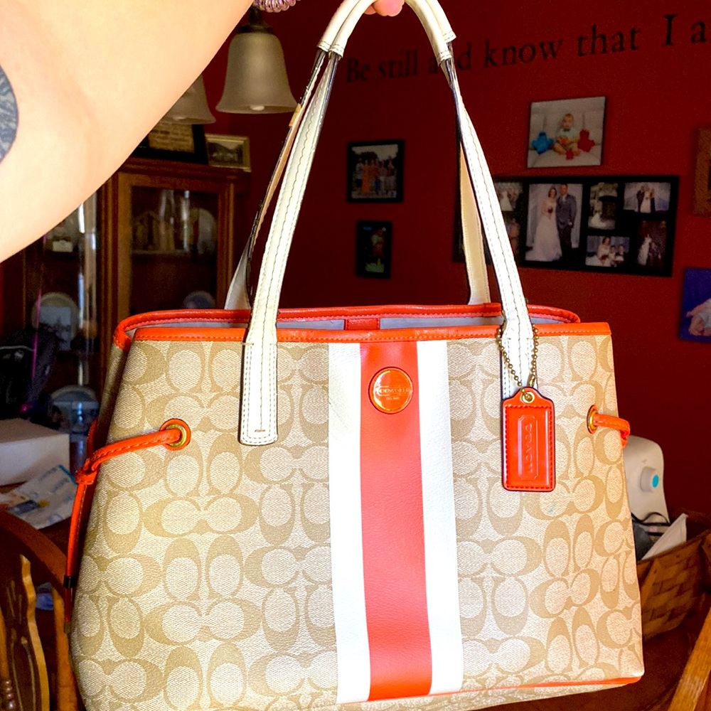 Orange and Tan Authentic Coach Handbag